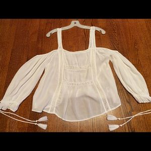 American Eagle Long Sleeve Cut Out Shoulder Shirt